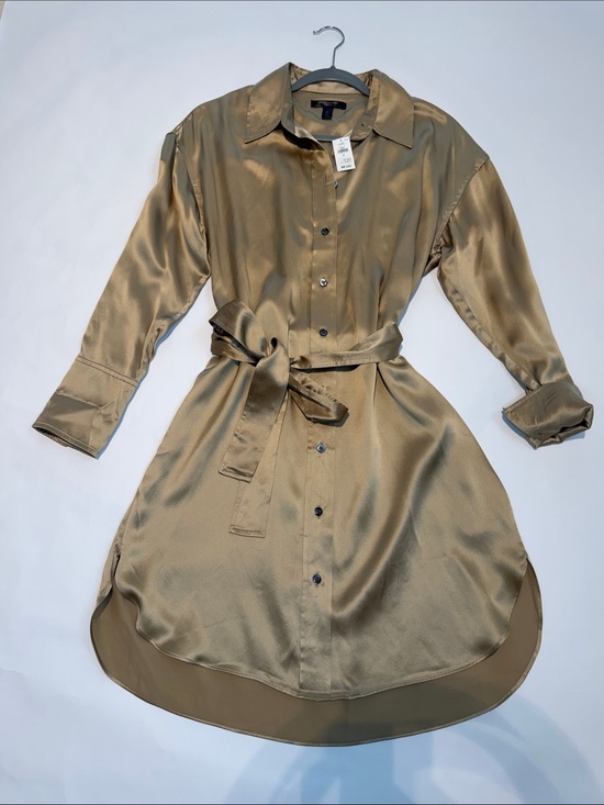 Banana Republic Dresses & Skirts - Banana Republic Satin Gold High-Low Shirt Dress